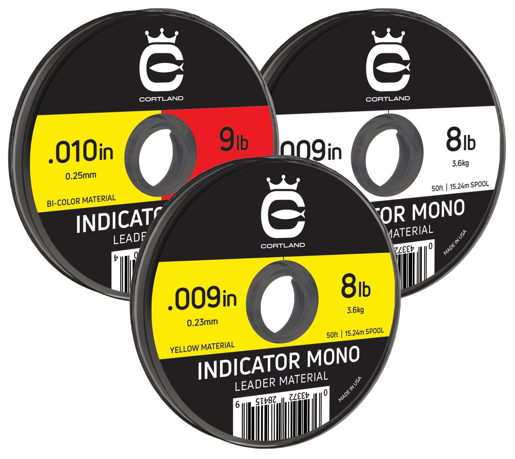 009" / 8lb Cortland Indicator Mono 50ft Bi-Colour Red/Yellow 