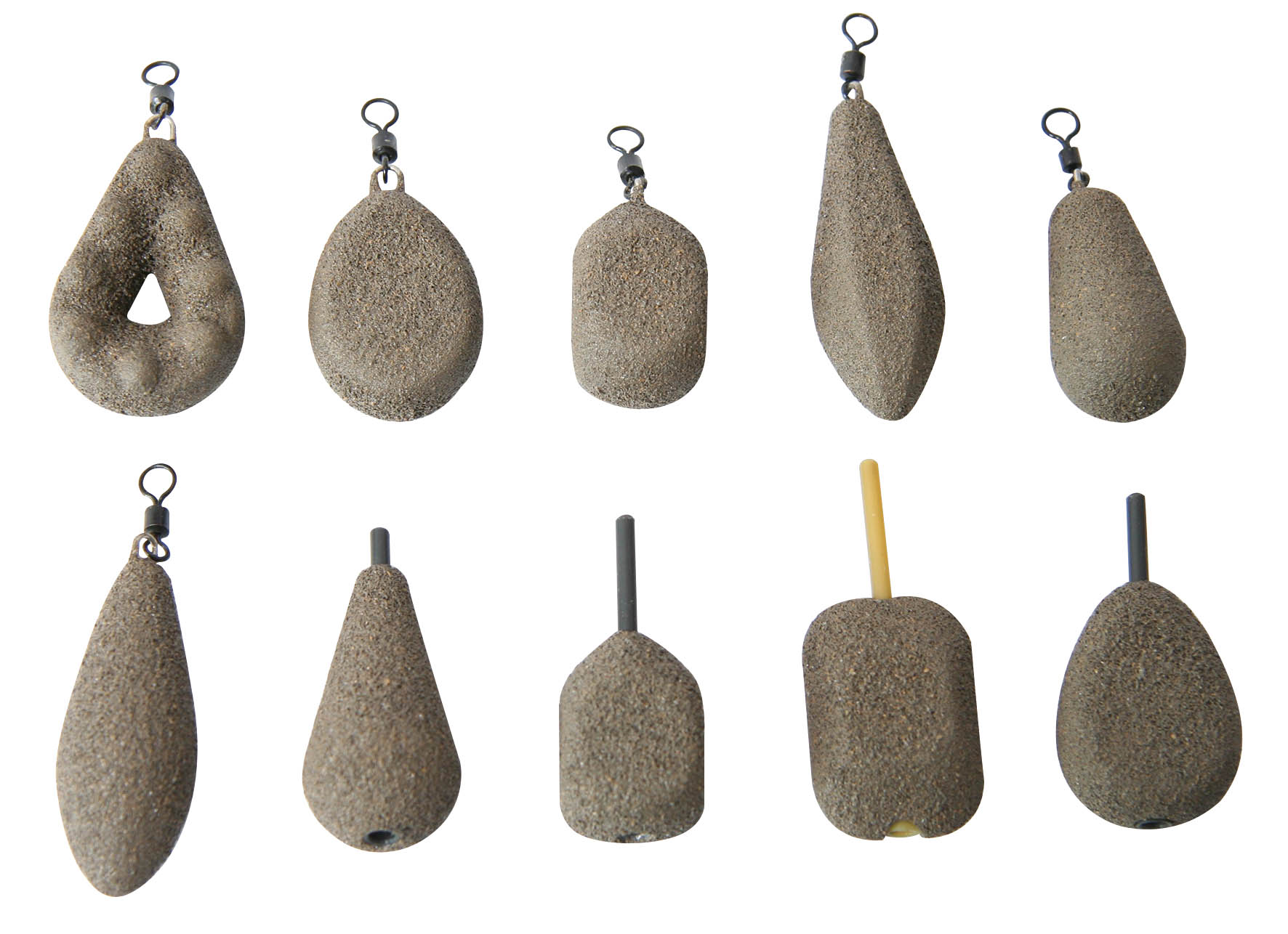 10 x 3oz FLAT PEAR BROWN GRAVEL TEXTURE COATED CARP/BARBEL LEAD WEIGHTS