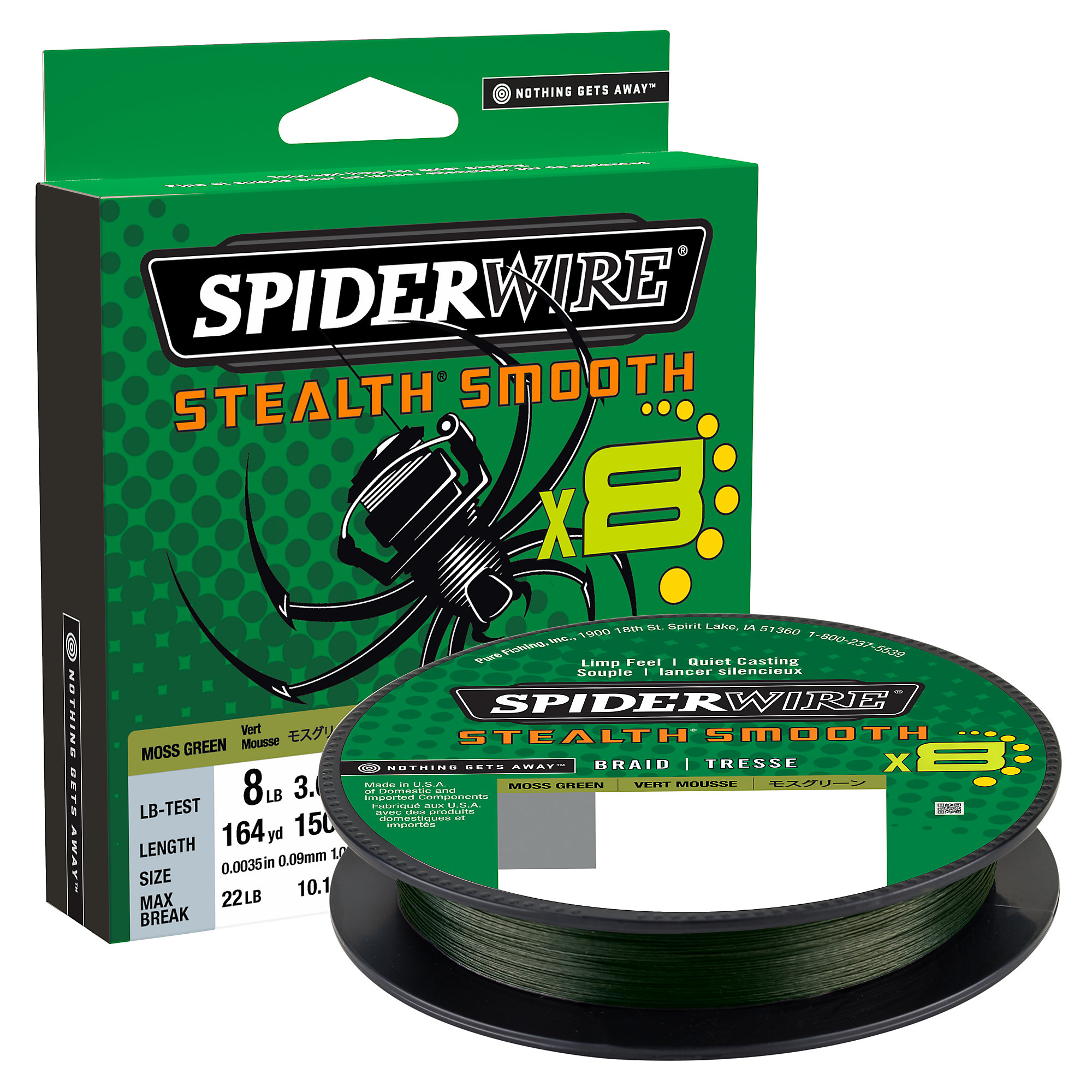 SPIDERWIRE STEALTH MOSS GREEN 137m Spools All Sizes 150yds 