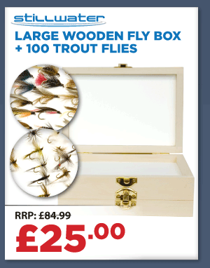 Stillwater Large Wooden Box + 100 Trout Flies