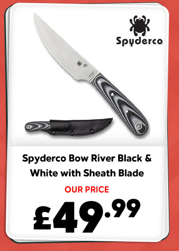 Spyderco Bow River Black/White with Sheath 4.36in Fixed Blade
