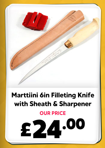 Marttiini Filleting Knife Finlander Classic 6in w/Leather Sheath & Sharpener
