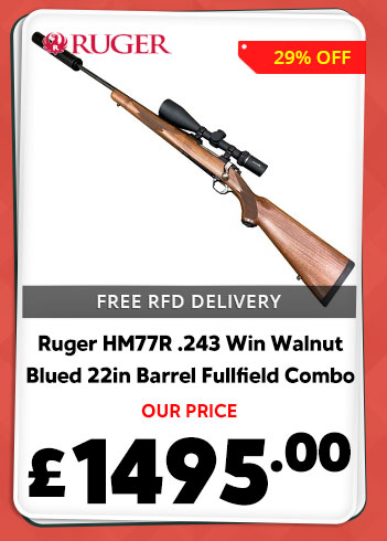 Ruger HM77R .243 Win Walnut Blued 22in Barrel Fullfield Combo