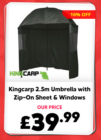 HKingcarp 2.5m Fishing Umbrella with Zip-On Sheet & PVC Windows
